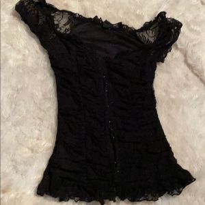 Black lace front closure top